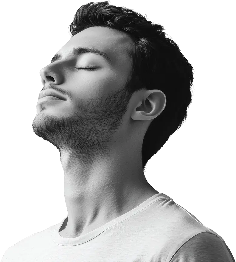man breathing